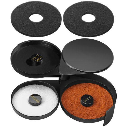 Monkkino Margarita Salt Rimmer Set, Salt Rimmer with 2 Sponges, 3-Tier Glass Rimmer, Margarita Salt Rimmer Dish for Cocktails, Bar Salt and Sugar Rimmer for Drinks, Bar Accessories for Bloody Mary