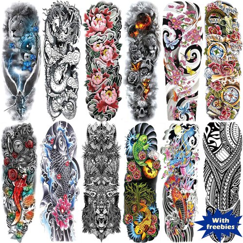 Aresvns Temporary Tattoos for men and women,Waterproof and Long Lasting Sleeve Tattoos for adults, Full Arm and Half Arm Fake Tattoos Christmas Gift