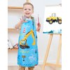 WERNNSAI 2 Pack Kids Aprons - Truck Kids Art Aprons for Boys Waterproof Toddler Chef Aprons Cooking Baking Painting Gardening Apron for Kids with Pocket Kitchen Classroom Art Smocks Age 2-5 Years