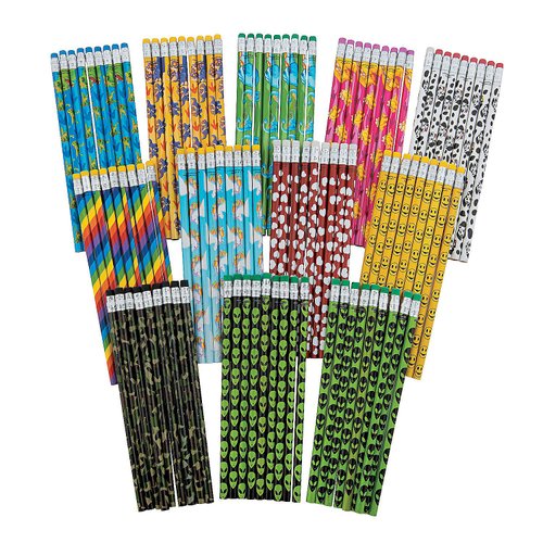 Fun Express Pencil Assortment (108 Pencils) Classroom Supplies & Incentives, Valentine Giveaways, Party Favors, Stocking Stuffers, Bulk Arts & Crafts