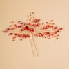 Aimimier Bridal Crystal Hair Pins Classical Wedding Back Comb Prom Party Festival Hair Accessories for Women(Red)