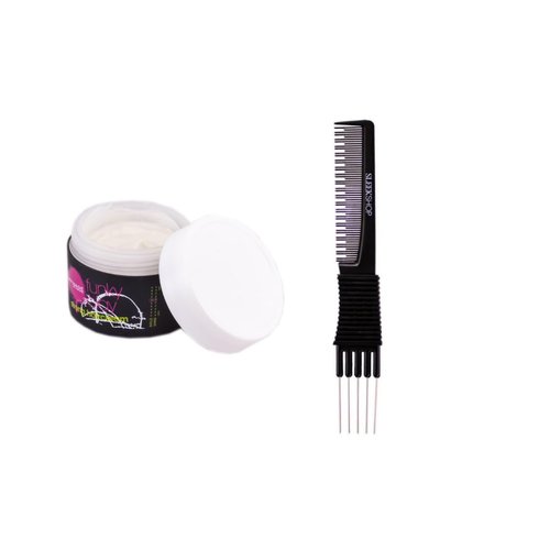 yper Affinage Funky Clay Strong Hair Cream (2.54 oz) with Teasing Comb Pack 1, Black