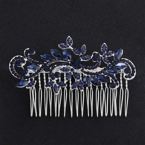 Chmier Bridal Hair Comb Crystal Hair Comb Blue Rhinestone Headpiece Marquise Side Comb Sapphire Wedding Hairpiece Prom Bridesmaid Hair Jewelry for Women and Girls
