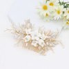 Oriamour Bridal Hair Comb For Brides Ceramic Flower Side Comb Hair Clip For Women Hair Accessories for Brides (Gold)