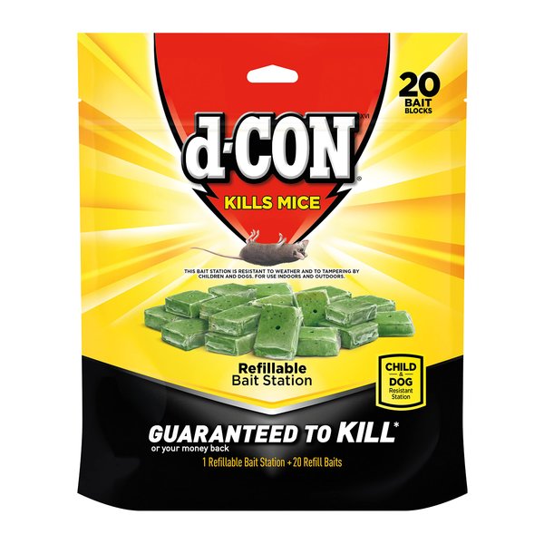 D-Con Refillable Mouse Bait Station, 1 Bait Station + 20 Refills