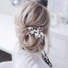 Unicra Silver Bride Wedding Hair Comb Flower Bridal Headpiece Sparkly Rhinestone Hair Accessories Crystal Hair Piece Jewelry for Women and Girls