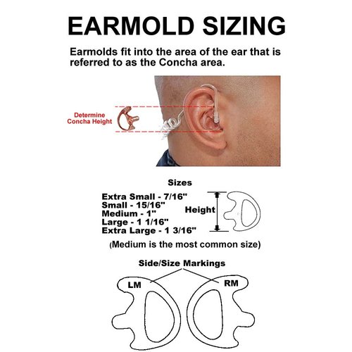 Valley Enterprises Black Replacement Extra Small Earmold Earbud Left Side Two-Way Radio Audio Kits 2 Pack