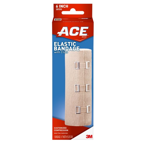 ACE 6 Inch Elastic Bandage with Clips, Beige, Great for Chest and More, 1 Count