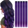 RUNATURE Clip in Hair Extensions Real Human Hair Purple Hair Extensions Human Hair Clip in Extensions 14 Inch Clip in Hair Extensions Purple Human Hair Extensions Clip ins Double Weft 25g 5pcs