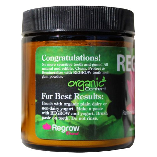 REGROW Remineralizing Tooth Powder - Whiter Teeth Naturally - Cleans, Heals, Protects & Stop Sensitive Teeth and Gums - All Natural - 4oz Glass Jar