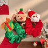 3 Pcs Christmas Hair Scrunchies for Women, Cute Soft Velvet Elk Santa Claus Elastic Bands Ponytail Holder, Scrunchy Hair Ties Ropes for Christmas Accessories for Girls Supplies (Green, Red, Brown)