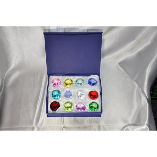 Gift Box Set 12 Beautiful Birthstones Paperweight Glass Diamond 40mm Crystal Art