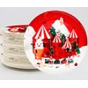 GOGUOGOFA 50Pcs Christmas Party Plates Christmas Party Supplies Xmas Party Decoration 7" Christmas Dessert Paper Plates Christmas Tree Plates Christmas Theme for Holiday Merry Christmas Party Decor