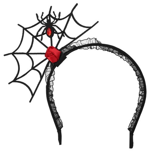 TOYMIS Halloween Spider Web Hair Hoop, Cobweb Hairband Funny Scary Spider Web Headband with Red D...