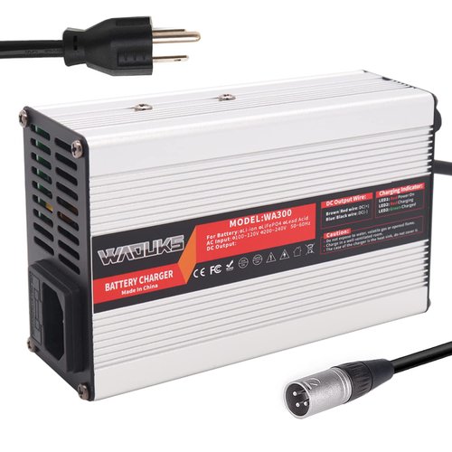 42V 5A Charger 42 Volt 5 Amp Li-ion Battery Charger with XLR 3Prong Charger Plug for 10S 36V Lithium Battery Pack with Cooling Fan