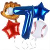 Kwuz Baseball Balloons 7th Birthday Decorations for Boys | Baseball Birthday Decoration Sports Theme Party Supplies, 32Inch Foil Mylar Number 7 Balloon Navy Blue Red White Sports Balloon Arch Kits