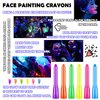 Glow in The Dark Face Body Paint Crayons Kit,Neon Fluorescent Luminous Face Crayons for Kid,Washable Painting Crayons for Mardi Gras Halloween Masquerades Makeup