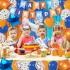 Blue Birthday Party Decorations 29pcs Blue Dog Birthday Party Supplies Includes Blue and Orange happy birthday Banner, Sash, Star Bone Foil Balloons, Latex Balloon, Fringe Curtain
