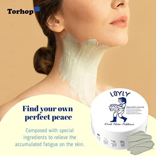 Torhop Loyly Green Mud Collagen Mask-Top Finnish Mud Vegan Collagen Mask for face, helps skin impurity and soothing. Refreshening scent, essential nutritions for all skin types. (5.29 oz)
