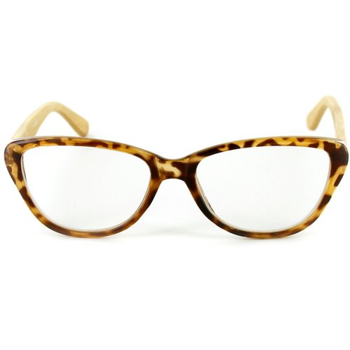 Aloha Eyewear Zen Valley Cateye Reading Glasses with Woodgrain Temples for Women (Tortoise & Tan +2.50)