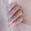 ZYBUXY 24pcs wedding nails for bride Luxury Super Long False nails Rectangl Acrylic, Nude Salon Fake Press on Nails Glossy for women and girls