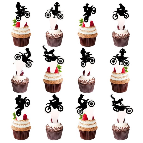 Classic Cars 36 pcs Cupcake Toppers, Motorcycle Theme Party Supplies Favors,Cake Picks For Birthday Anniversary Wedding Engagement Party Decorations