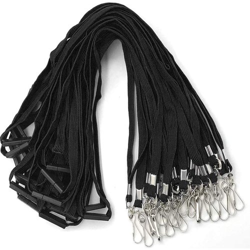 Bird Fiy Lanyards Safety Black Lanyards Neck Flat Premium Breakaway Badge Lanyard with J-Hook for ID Nametag Badge Holder (Black, 25 PCS)
