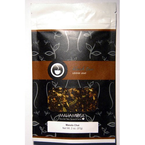 Mahamosa Masala Chai Tea 2 oz - Black Chai Tea Loose Leaf (Looseleaf) (with ginger root, cinnamon, green cardamom and cinnamon, ginger and vanilla flavors)