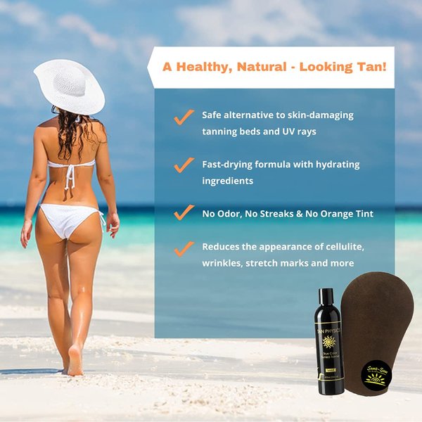Tan Physics True Color Sunless Tanner, 8 Fl oz (Pack of 2) with Tanning Mitt - Self Tanner - Sunless Tanning Lotion - Self Tanners Best sellers - Fake Tan, Quick Tan & Sunless Tan