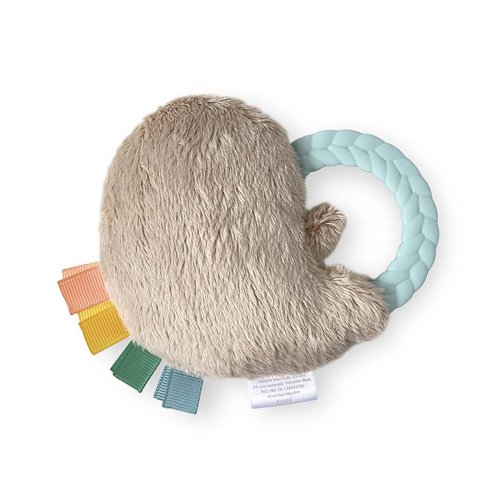 Itzy Ritzy - Ritzy Rattle Pal with Teether - Baby Teething Toy Features A Minky Plush Character, Gentle Rattle Sound & Soft Teether Toy for Newborn (Sloth)
