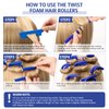 20 Pcs Flexible Curling Rods Twist Foam Hair Rollers Soft Foam No Heat Hair Rods Rollers Curlers and Steel Pintail Comb Rat Tail Comb for Women Girls Long and Short Hair (Royal Blue,0.31 x 9.4 Inch)
