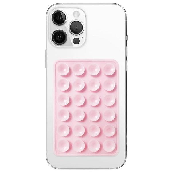 Galundge Silicone Suction Phone Case Mount, Non Slip Sticky Phone Grip for Cellphone, Silicon Adhesive Suction Cup Phone Mount, Strong Grip Holder for Selfies and Videos (Light Pink)