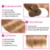 27 Blonde Bundles Human Hair Unprocessed Brazilian Virgin Hair Color #27 Straight Bundles 10 12 14 Inch 8A Grade Double Weft Weave Extensions Hair Soft And Healthy for Women