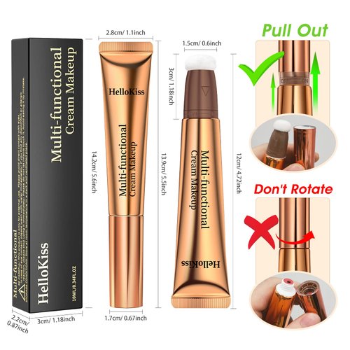LSxia Liquid Contour Beauty Wand, Cream Liquid Contour Stick Matte Bronzer Stick with Cushion Applicator, Lightweight Blendable, Long Lasting Silky Liquid Face Shaping & Contouring Stick | 0# Contour Light brown