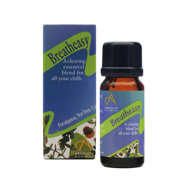 Absolute Aromas Breatheasy 10ml Essential Oil Blend with 100% Pure, Natural Eucalyptus, Tea Tree, Cajeput, Ravensara & More for Aromatherapy