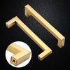 Redunest Cabinet Pulls Gold Cabinet Handles Square Drawer Pulls, 10 Pack 5 Inch Stainless Steel Kitchen Door Cupboard Cabinet Handles, Drawer Hardware Handles, 128mm Hole Centers