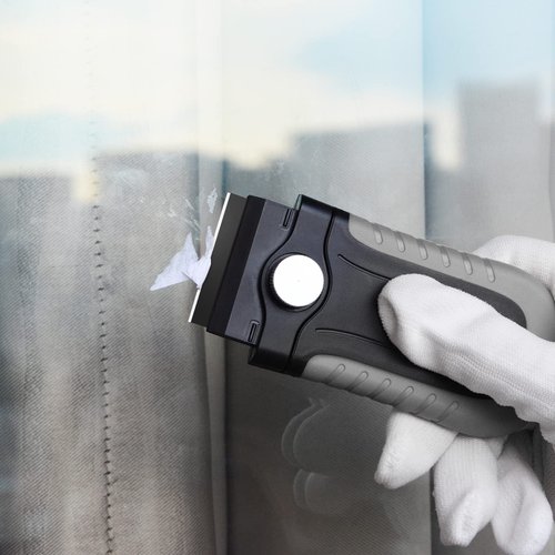 Gomake Locking Razor Blade Scraper with Safety Cap, Glass Cooktop Scraper with 10PCS Black Carbon Steel Blades for Glass Clean, Paint and Old Label,Decal Sticker Remover, Stove Top Scraper Tool