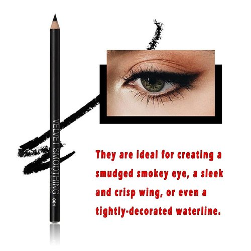 Linble Black Eyeliner Pencil Set - 12 PCs Matte Silky Formulas Waterproof Eye Crayon Liners
