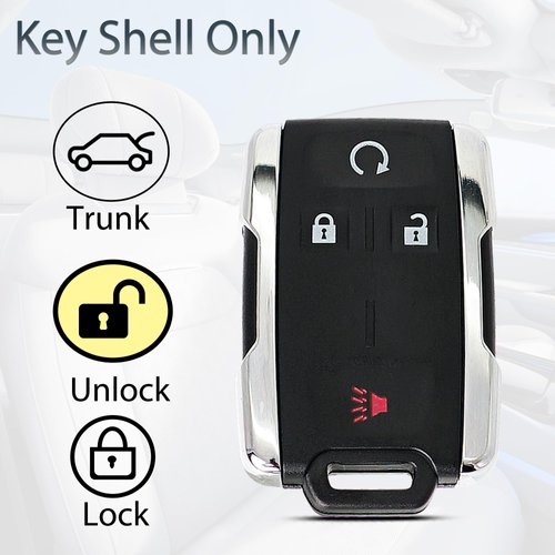 Key Fob Shell Case Replacement Fits for Chevy Silverado Colorado GMC Canyon Sierra 2014 2015 2016 2017 2018 2019 2020 2021 Keyless Entry Remote Control 4 Button Pad Outer Cover M3N-32337100
