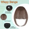 Wirctp Clip in bangs Real Human Hair Wispy Bangs 100% Human Hair Clip on Bangs for Women Hair Extensions Curtain Bangs Hair Clip Fake Bangs Hair Pieces For Daily Wear（Brown）