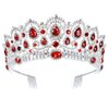 Baroque Crown Women Luxurious Crystal Rhinestone Bridal Tiara Princess Headpieces Girls Bridal Bride Tiara Princess Birthday Wedding Pageant Party with Combs (Silver-Red)