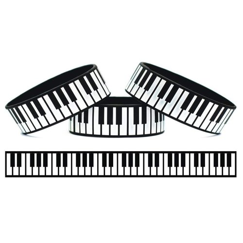 Three (3) of Piano Keys Wristbands Music Fan Silicone Bracelets
