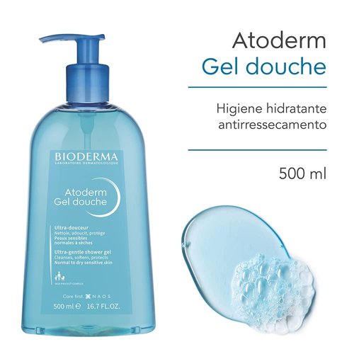 Bioderma - Atoderm - Shower Gel - Moisturizing Body and Face Wash - for Family with Normal to Dry Sensitive Skin