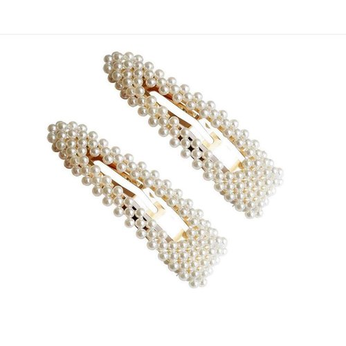 Numblartd 2Pcs Women Artificial Pearl Alloy Barrettes Hairgrip BB Hair Clips Pins - Fashion Simple Sweet Side Clamp Hairpin Hair Accessories for Wedding Bridal (Drop - Gold)