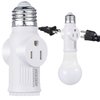 Feekoon 1 Pcs 3 Prong Light Socket Adapter, E26 Light Bulb Outlet Adapter, Polarized Light Socket to Plug Adapter, Light Bulb to 2/3 Prong Outlet Plug Splitter Converter for Garage Porch (White)