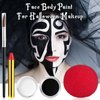 Hallowen Joker Clown Makeup Kit, Black White Clown Make Up Face Body Paint + Red Nose, SFX Makeup Set for Teens and Adults Clown Art Costume Makeup