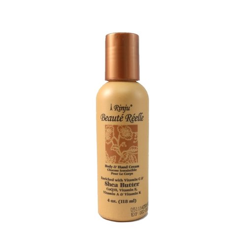 Rinju Body & Hand Cream - Non-Greasy Cream for Women & Men - 4 Oz Shea Butter Cream for Extremely Dry Skin - CoQ10, Vitamin E, A & K Moisturizer - Soothes, Caressed and Pampers Skin