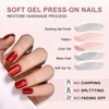 CUZIAM Press on Nails Short Square, 32pcs Wine Red Mirror Cat Eye Soft Gel Nail Tips with Glue, 16 Sizes Glossy Reusable Comfortable Gel Salon Manicure Stick on Nail Christmas for Women Girls-Love Red
