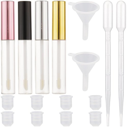 GORGECRAFT 8PCS 10ml Empty Lip Gloss Tubes with Wand Tip Refillable Lipgloss Balm Bottle Clear Plastic Cosmetic Gloss Container Lipstick Bottle with Droppers Funnel for Travel DIY Lip Samples