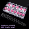 Laza 600pcs Medium Length Duck Nail Tips 12 Sizes Box-packed Clear Duck Nails Half Cover Wide Nail Tips French False Nail Tips for Acrylic Nails Extension Tips — 28MM